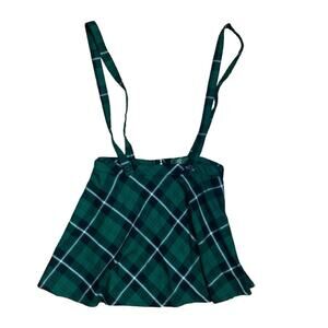 Royal bones womens medium green plaid mini skirt suspender goth grunge punk